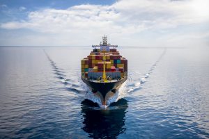Freight container ship