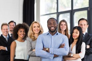 corporate team smiling